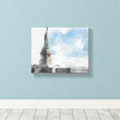 Freiheitsstatue Manhattan Skyline Leinwand Wall (Insitu (Holzboden))