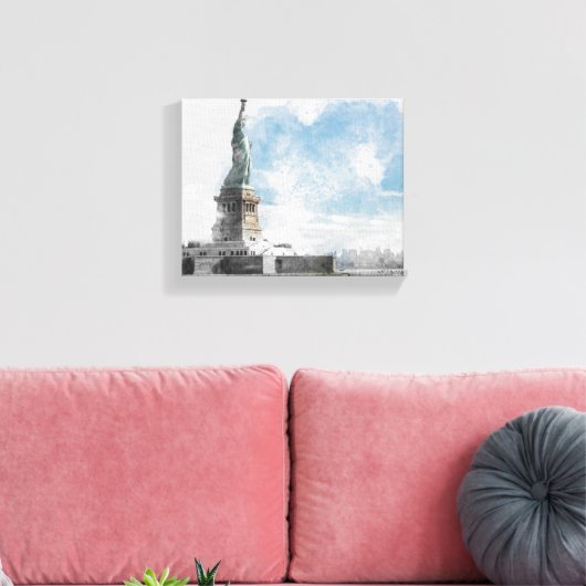 Freiheitsstatue Manhattan Skyline Leinwand Wall (Insitu (Wohnzimmer))