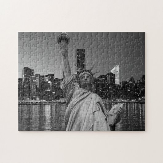 Freiheitsstatue Manhattan Wolkenkratzer Puzzle (Horizontal)
