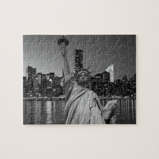 Freiheitsstatue Manhattan Wolkenkratzer Puzzle (Horizontal)