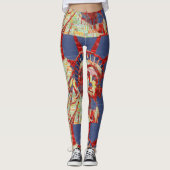 Freiheitsstatue mit 4. Juli Word Cloud Leggings (Vorderseite)