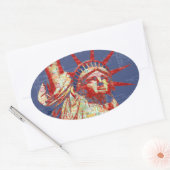 Freiheitsstatue mit 4. Juli Word Cloud Ovaler Aufkleber (Umschlag)