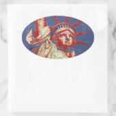 Freiheitsstatue mit 4. Juli Word Cloud Ovaler Aufkleber (Tasche)