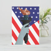 Freiheitsstatue mit amerikanischer Flagge Einladung (Stehend Vorderseite)
