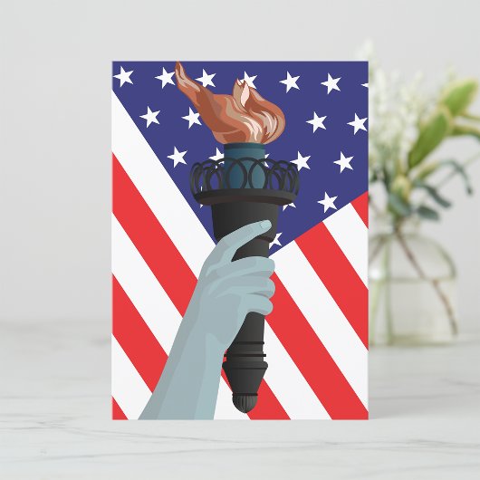 Freiheitsstatue mit amerikanischer Flagge Einladung