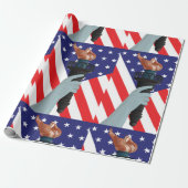 Freiheitsstatue mit amerikanischer Flagge Geschenkpapier (Ungerollt)
