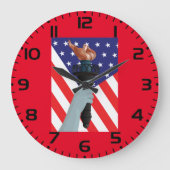 Freiheitsstatue mit amerikanischer Flagge Große Wanduhr (Vorderseite)