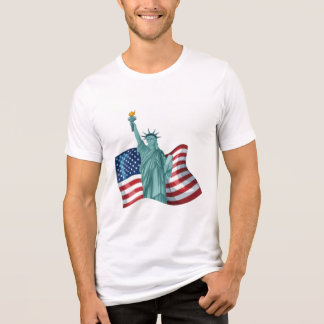 Freiheitsstatue mit amerikanischer Flagge Illustra Tri-Blend Shirt