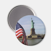 Freiheitsstatue mit amerikanischer Flagge Magnet (Vorderseite/Rückseite)