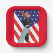 Freiheitsstatue mit amerikanischer Flagge Pappteller (Vorderseite)