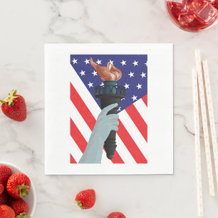 Freiheitsstatue mit amerikanischer Flagge Serviette