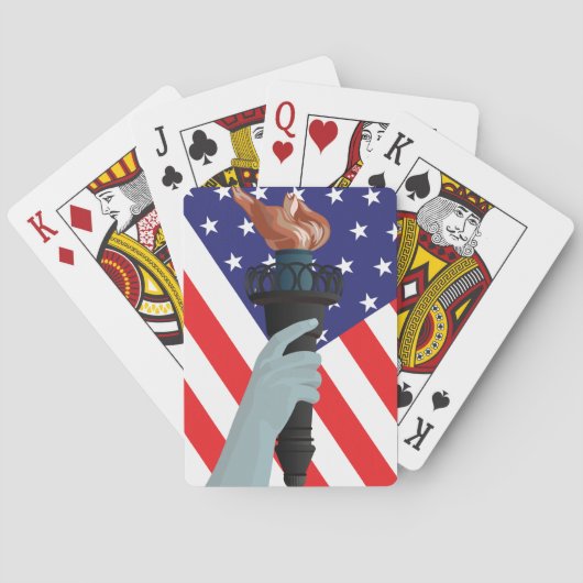 Freiheitsstatue mit amerikanischer Flagge Spielkarten (Rückseite)