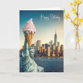 Freiheitsstatue mit Birthday Ice Cream Cone Car Karte (Gelbe Blume)
