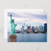 Freiheitsstatue mit dem World Trade Center Postkarte (Vorne/Hinten)