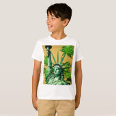 Freiheitsstatue mit Drehung - Cannabis Leaf Ani T-Shirt (Vorne ganz)