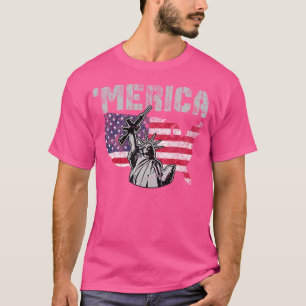 Freiheitsstatue mit einem Gun Merica Red White A T-Shirt