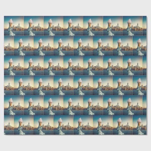 Freiheitsstatue mit Eiscreme Geschenkpapier (Flach)