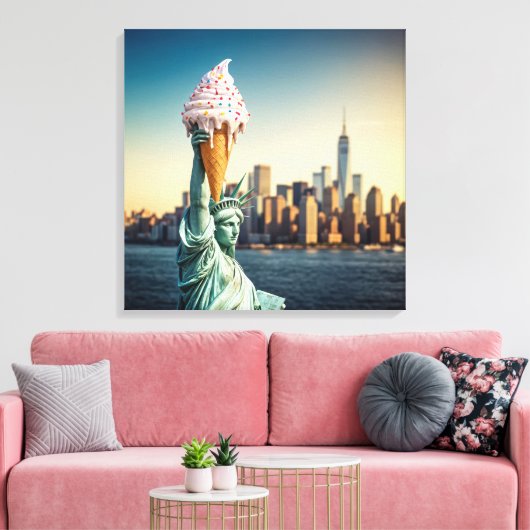 Freiheitsstatue mit Eiscreme Leinwanddruck (Insitu (Wohnzimmer))