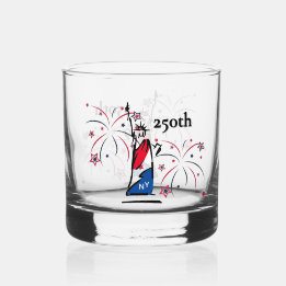 Freiheitsstatue mit Feuerwerk 250. Unabhängigkeit Whiskyglas