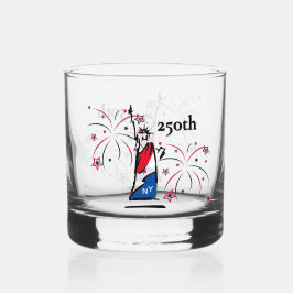 Freiheitsstatue mit Feuerwerk 250. Unabhängigkeit Whiskyglas