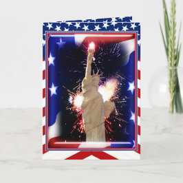 Freiheitsstatue mit Feuerwerk für den 4. Juli Karte