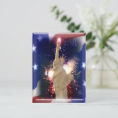 Freiheitsstatue mit Feuerwerk für den 4. Juli Postkarte (Stehend Vorderseite)