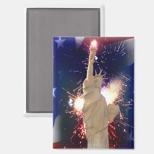 Freiheitsstatue mit Feuerwerk zum 4. Juli Magnet