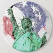 Freiheitsstatue mit Flaggenfarbe Button (Vorderseite)