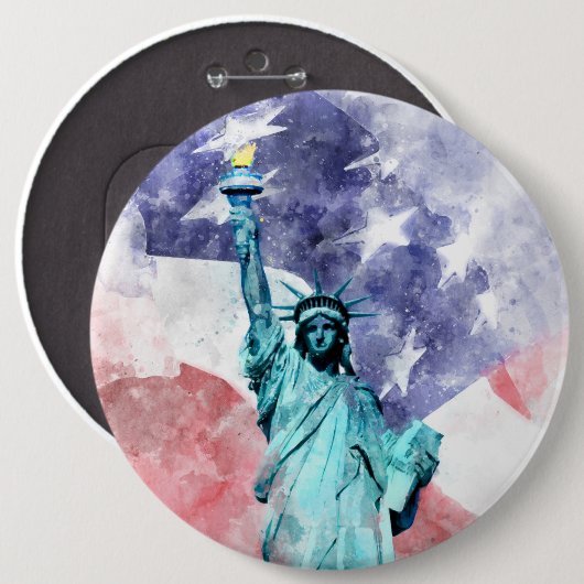 Freiheitsstatue mit Flaggenfarbe Button (Vorne & Hinten)