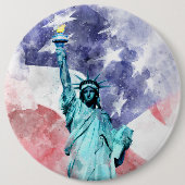 Freiheitsstatue mit Flaggenfarbe Button (Vorderseite)