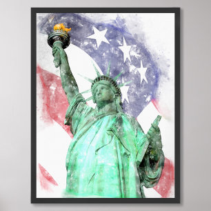 Freiheitsstatue mit Flaggenfarbe Fotodruck