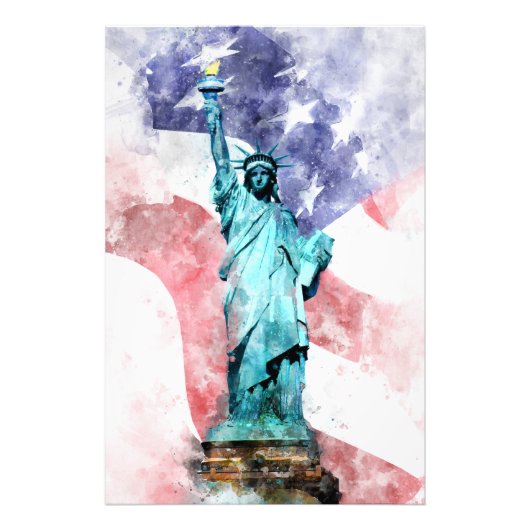 Freiheitsstatue mit Flaggenfarbe Fotodruck (Vorne)