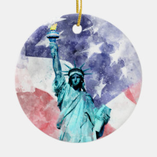 Freiheitsstatue mit Flaggenfarbe Keramik Ornament