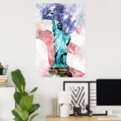 Freiheitsstatue mit Flaggenfarbe Poster (Heimbüro)