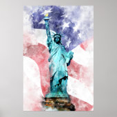 Freiheitsstatue mit Flaggenfarbe Poster (Vorne)