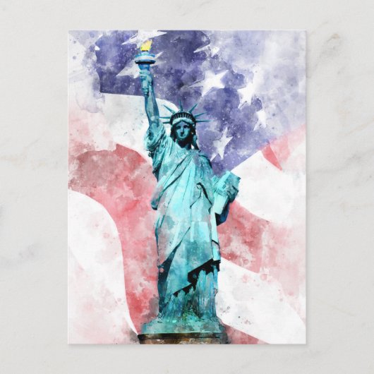Freiheitsstatue mit Flaggenfarbe Postkarte (Vorderseite)