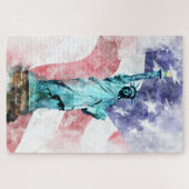 Freiheitsstatue mit Flaggenfarbe Puzzle (Horizontal)