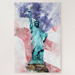 Freiheitsstatue mit Flaggenfarbe Puzzle