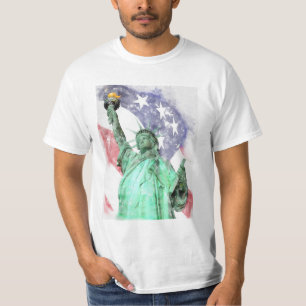 Freiheitsstatue mit Flaggenfarbe T-Shirt