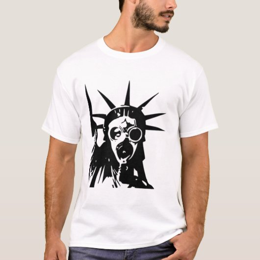 Freiheitsstatue mit Gasmaske T-Shirt (Vorderseite)