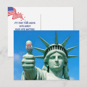 Freiheitsstatue mit Sticker zur frühen Stimmabgabe Postkarte