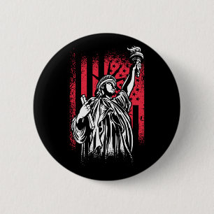 Freiheitsstatue mit US-Flagge Button