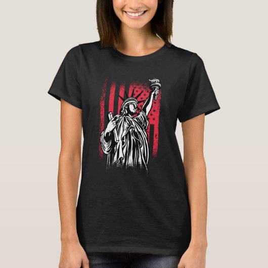 Freiheitsstatue mit US-Flagge T-Shirt (Vorderseite)