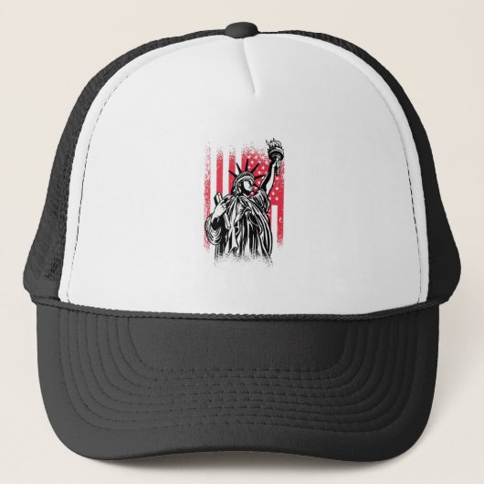 Freiheitsstatue mit US-Flagge Truckerkappe (Vorderseite)