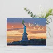 Freiheitsstatue mit Weihnachtsbaum eingeladen Einladung (Stehend Vorderseite)