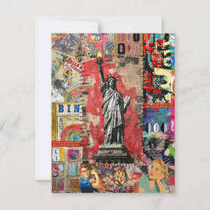 Freiheitsstatue Mixed Media Collage Art Card Dankeskarte