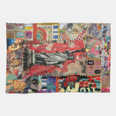 Freiheitsstatue, Mixed Media Collage Art Geschirrtuch (Horizontal)