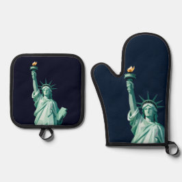 Freiheitsstatue Modern Oven Mitt & Pot Holder Ofenhandschuh & Topflappen-Set