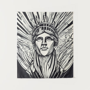 Freiheitsstatue Moderne Linienkunst Wandteppich