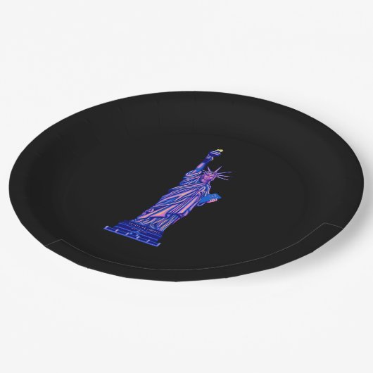 Freiheitsstatue - New York City-4. Juli - Pappteller (Schrägansicht)